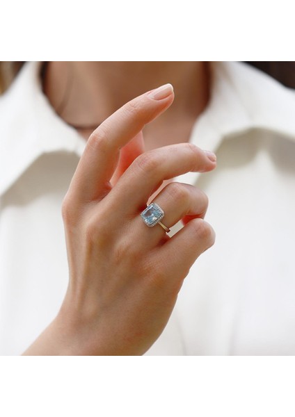 Baget Aquamarine Icecut Taşlı Gümüş Yüzük fiyatları