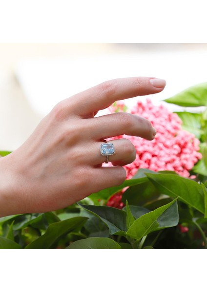 Baget Aquamarine Icecut Taşlı Gümüş Yüzük modelleri