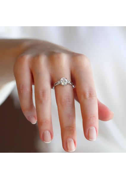 Sky Diamond Oval 1.25CT Gümüş Yüzük fiyatları