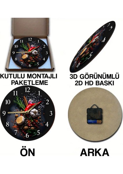 Sessiz Yuvarlak Ahşap Duvar Saati, Kuvars Hareketli 3D Görünümlü 2d Saat Mutfak Serisi SDW148