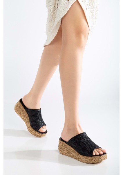 Kadın Hakiki Deri Örgülü Terlik - Siyah fiyatları