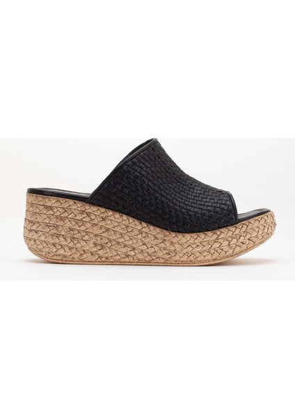 Kadın Hakiki Deri Örgülü Terlik - Siyah modelleri