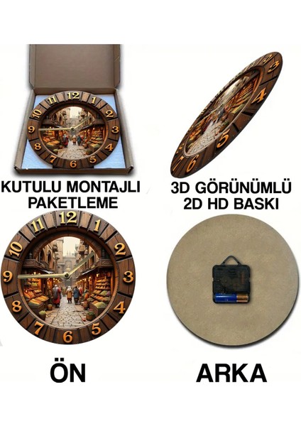 Sessiz Yuvarlak Ahşap Duvar Saati, Kuvars Hareketli 3D Görünümlü 2d Saat SDW090