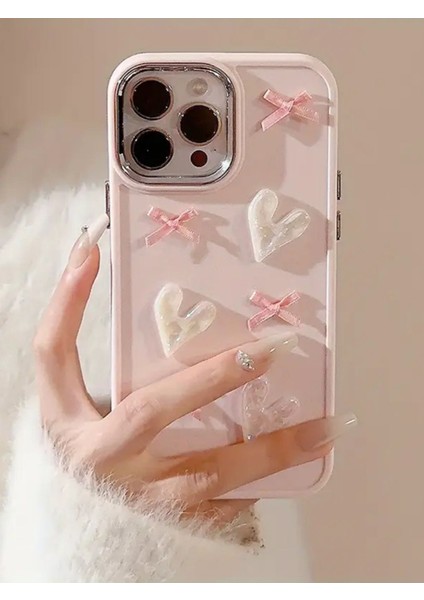 Apple iPhone 15 Pro Uyumlu Kılıf Kurdele ve Kalp Figürlü Darbeye Dayanıklı Sert Silikon Kapak fiyatları