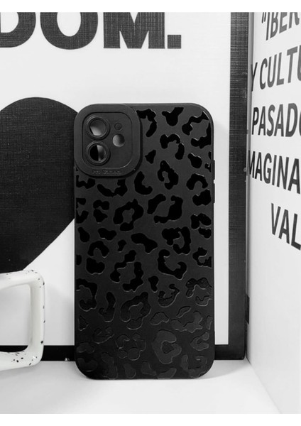 Iphone 11 Uyumlu Kılıf Mat Siyah Leopar Desenli Darbelere Dayanıklı Yumuşak Kamera Korumalı Kapak modelleri
