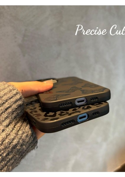 Iphone 14 Pro Max Uyumlu Kılıf Mat Siyah Leopar Desenli Yumuşak Kamera Korumalı Kapak indirimleri