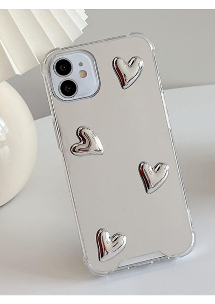 Iphone 11 Uyumlu Aynalı Kılıf Gümüş Kalp Tasarımlı Şık Darbelere Karşı Dayanıklı Esnek Kapak indirimleri