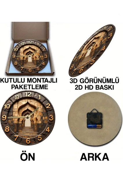 Sessiz Yuvarlak Ahşap Duvar Saati, Kuvars Hareketli 3D Görünümlü 2d Saat SDW091