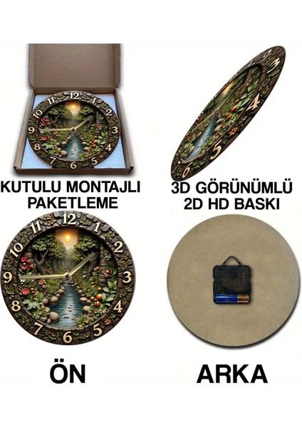 Sessiz Yuvarlak Ahşap Duvar Saati, Kuvars Hareketli 3D Görünümlü 2d Saat SDW082