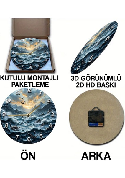 Sessiz Yuvarlak Ahşap Duvar Saati, Kuvars Hareketli 3D Görünümlü 2d Saat SDW075