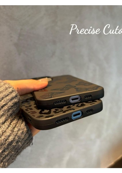 Iphone 15 Pro Uyumlu Kılıf Mat Siyah Kelebek Desenli Yumuşak Kamera Korumalı Kapak indirimleri