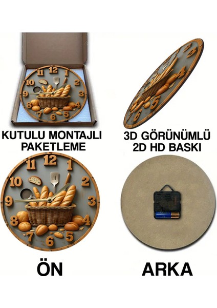 Sessiz Yuvarlak Ahşap Duvar Saati, Kuvars Hareketli 3D Görünümlü 2d Saat Mutfak Serisi SDW146