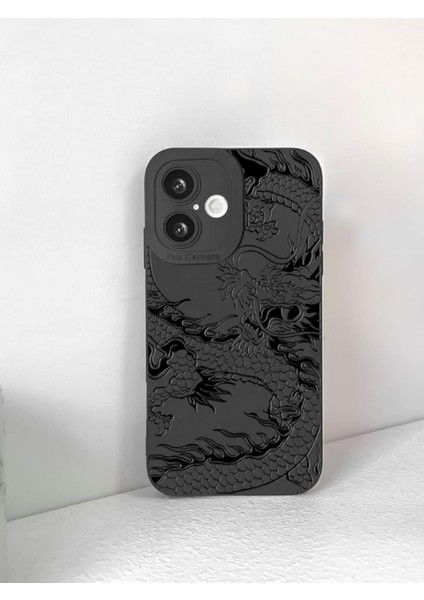 Iphone 16 Uyumlu Kılıf Mat Siyah Ejderha Desenli Darbelere Dayanıklı Yumuşak Kamera Korumalı Kapak fırsatları