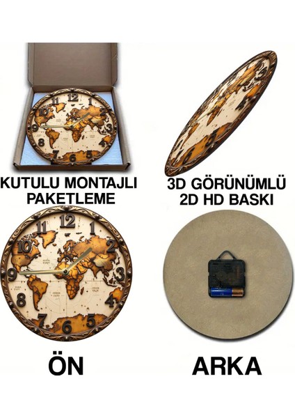 Sessiz Yuvarlak Ahşap Duvar Saati, Kuvars Hareketli 3D Görünümlü 2d Saat SDW132