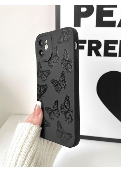 Iphone 11 Uyumlu Kılıf Mat Siyah Kelebek Desenli Darbelere Dayanıklı Yumuşak Kamera Korumalı Kapak fiyatları