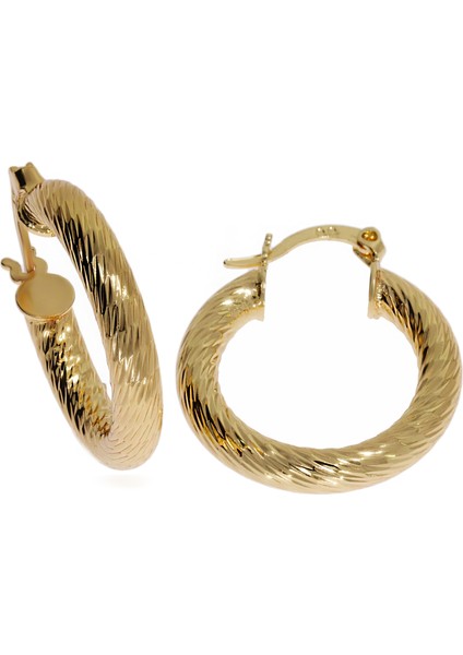 Kadın Kıvrımlı Gold Renk Çelik Küpe