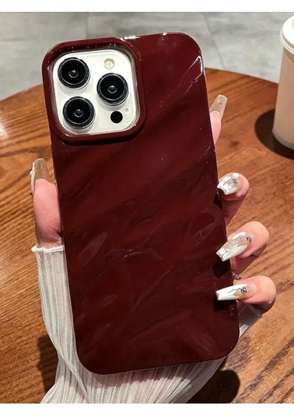 Iphone 14 Pro Max Uyumlu Kılıf Lüks Parlak Elektroliz Darbelere Karşı Dayanıklı Yumuşak Kapak Bordo