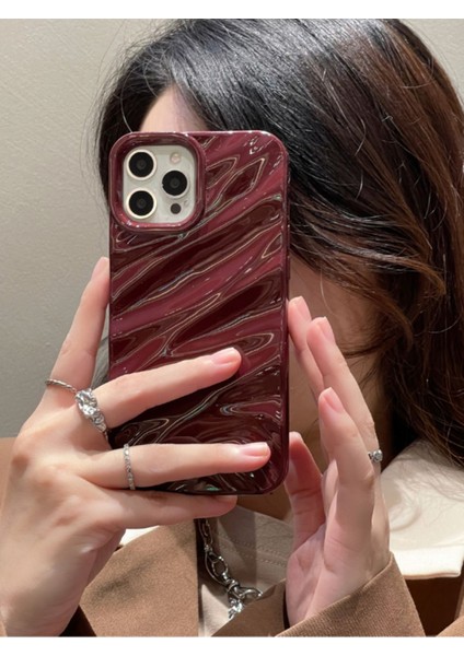 Iphone 14 Pro Max Uyumlu Kılıf Lüks Parlak Elektroliz Darbelere Karşı Dayanıklı Yumuşak Kapak Bordo