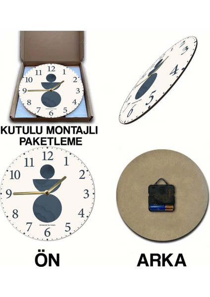 Sessiz Yuvarlak Ahşap Duvar Saati, Kuvars Hareketli Elif Vav SDW038