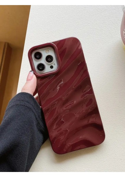 Iphone 16 Pro Uyumlu Kılıf Lüks Parlak Elektroliz Darbelere Karşı Dayanıklı Yumuşak Kapak Bordo