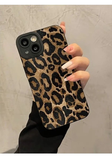 Iphone 13-14 Uyumlu Kılıf Mat Sarı Leopar Desenli Darbelere Dayanıklı Yumuşak Kamera Korumalı Kapak