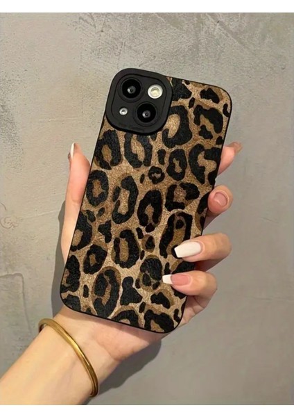 Iphone 13-14 Uyumlu Kılıf Mat Sarı Leopar Desenli Darbelere Dayanıklı Yumuşak Kamera Korumalı Kapak