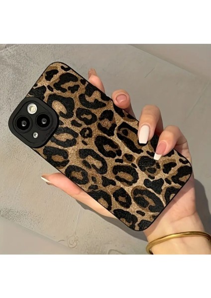 Iphone 13-14 Uyumlu Kılıf Mat Sarı Leopar Desenli Darbelere Dayanıklı Yumuşak Kamera Korumalı Kapak
