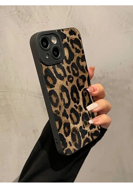 Iphone 13-14 Uyumlu Kılıf Mat Sarı Leopar Desenli Darbelere Dayanıklı Yumuşak Kamera Korumalı Kapak