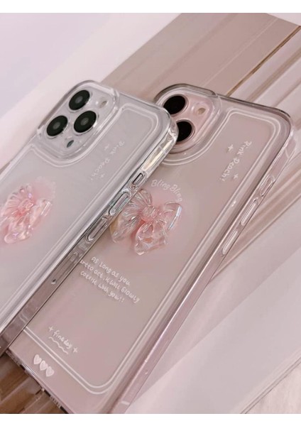 Apple iPhone 13 Pro Max Uyumlu Kılıf '3 Boyutlu Kurdele' Kamera Korumalı Yumuşak Kapak Şeffaf modelleri