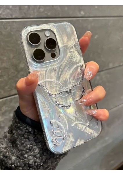 Apple iPhone 16 Pro Max Uyumlu Tüylü Kelebek Hologramlı Kılıf Darbeye Karşı Dayanıklı Kapak indirimleri