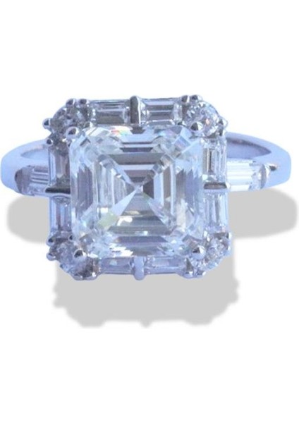Sky Diamond Squre 2,50CT Gümüş Yüzük fırsatları