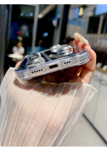 Iphone 16 Pro Uyumlu Aynalı Kılıf Gümüş Kalp Tasarımlı Şık Darbelere Karşı Dayanıklı Esnek Kapak modelleri