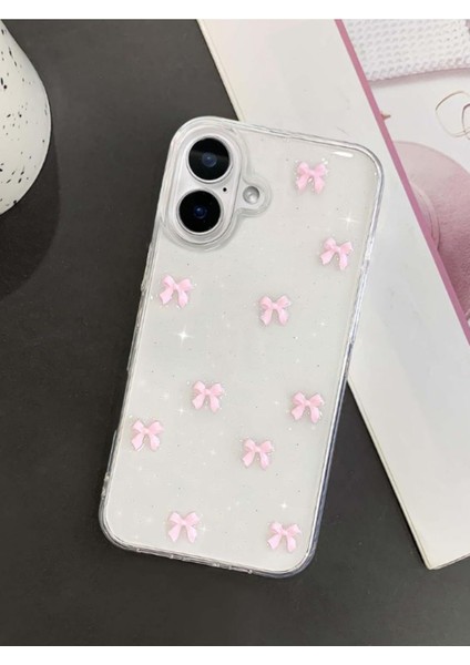 Apple iPhone 16 Uyumlu Kılıf Pembe Fiyonk Darbeye Karşı Dayanıklı Yumuşak Silikon Kapak modelleri