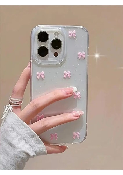 Apple iPhone 15 Pro Uyumlu Kılıf Pembe Fiyonk Darbeye Karşı Dayanıklı Yumuşak Silikon Kapak