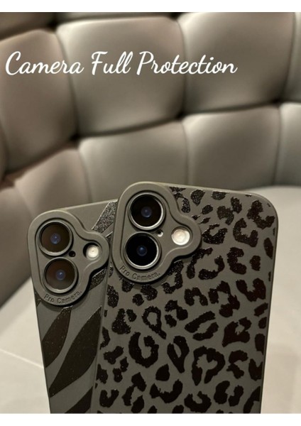 Iphone 16 Uyumlu Kılıf Mat Siyah Leopar Desenli Darbelere Dayanıklı Yumuşak Kamera Korumalı Kapak fiyatları