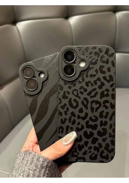 Iphone 16 Uyumlu Kılıf Mat Siyah Leopar Desenli Darbelere Dayanıklı Yumuşak Kamera Korumalı Kapak modelleri