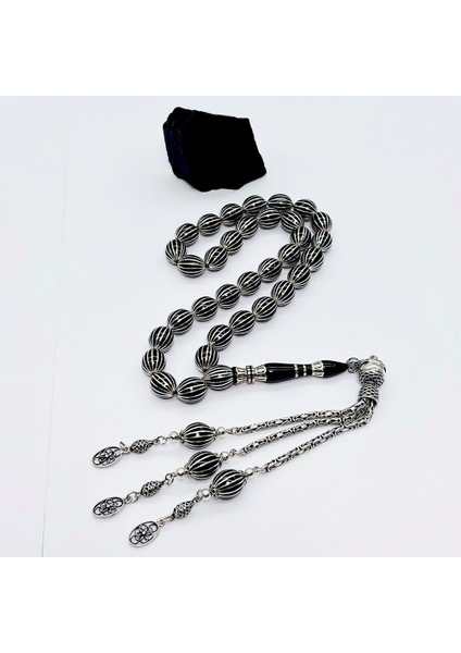 16 Lı Karpuz Dilimi Işlemeli Erzurum Oltu Taşı Tesbih