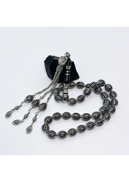 16 Lı Karpuz Dilimi Işlemeli Erzurum Oltu Taşı Tesbih modelleri