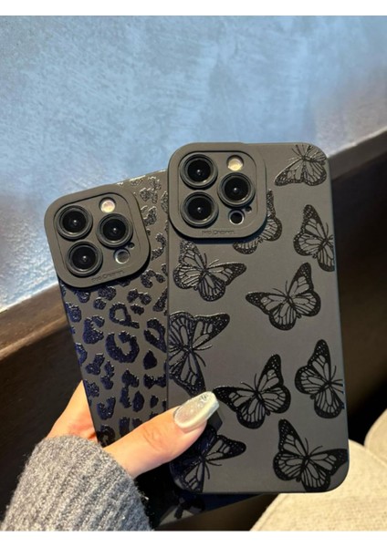 Iphone 15 Pro Max Uyumlu Kılıf Mat Siyah Kelebek Desenli Yumuşak Kamera Korumalı Kapak fiyatları