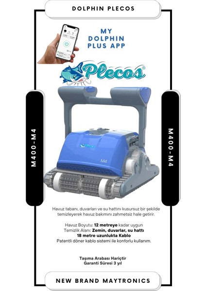 Plecos M4 (Dolphin) M400 Otomatik Havuz Süpürge Robotu Automatic Pool Cleaners