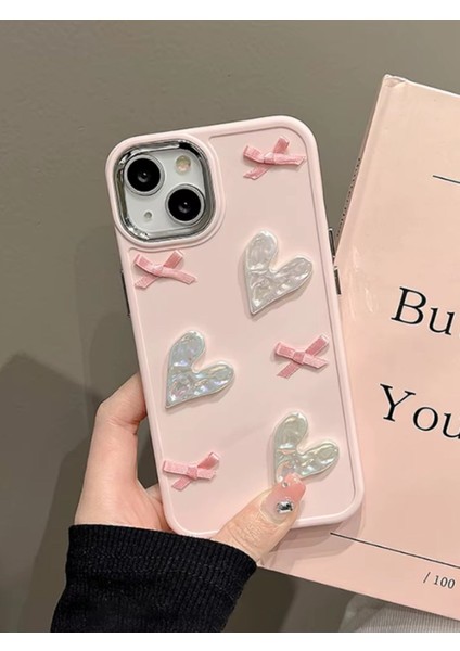 Apple iPhone 13-14 Uyumlu Kılıf Kurdele ve Kalp Figürlü Darbeye Karşı Dayanıklı Sert Silikon Kapak fırsatları