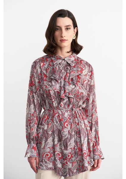 Polly Desenli Gömlek Kırmızı