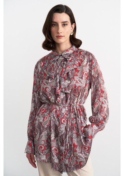 Polly Desenli Gömlek Kırmızı modelleri