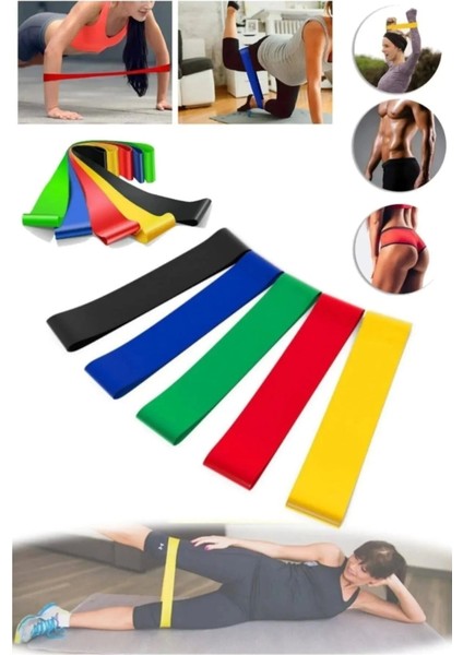 5 Li Set Aerobik Bandı Fitness Egzersiz Plates Direnç Lastiği Crossfit Kas Germe ve Jimnastik Seti