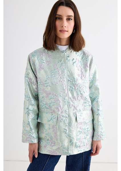 Novi Tafta Bomber Ceket Gümüş