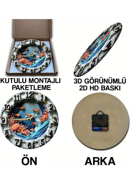 Sessiz Yuvarlak Ahşap Duvar Saati, Kuvars Hareketli 3D Görünümlü 2d Saat SDW060