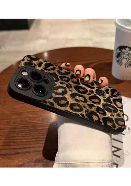 Iphone 12 Pro Max Uyumlu Kılıf Mat Sarı Leopar Desenli Yumuşak Kamera Korumalı Kapak