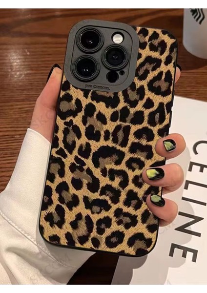 Iphone 12 Pro Max Uyumlu Kılıf Mat Sarı Leopar Desenli Yumuşak Kamera Korumalı Kapak