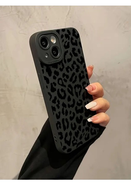 Iphone 15 Plus / 14 Plus Uyumlu Kılıf Mat Siyah Leopar Desenli Yumuşak Kamera Korumalı Kapak fırsatları