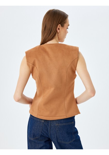 Yeni Sezon Düğmeli Fleto Cepli Bisiklet Yaka Slim Fit Yelek fırsatları